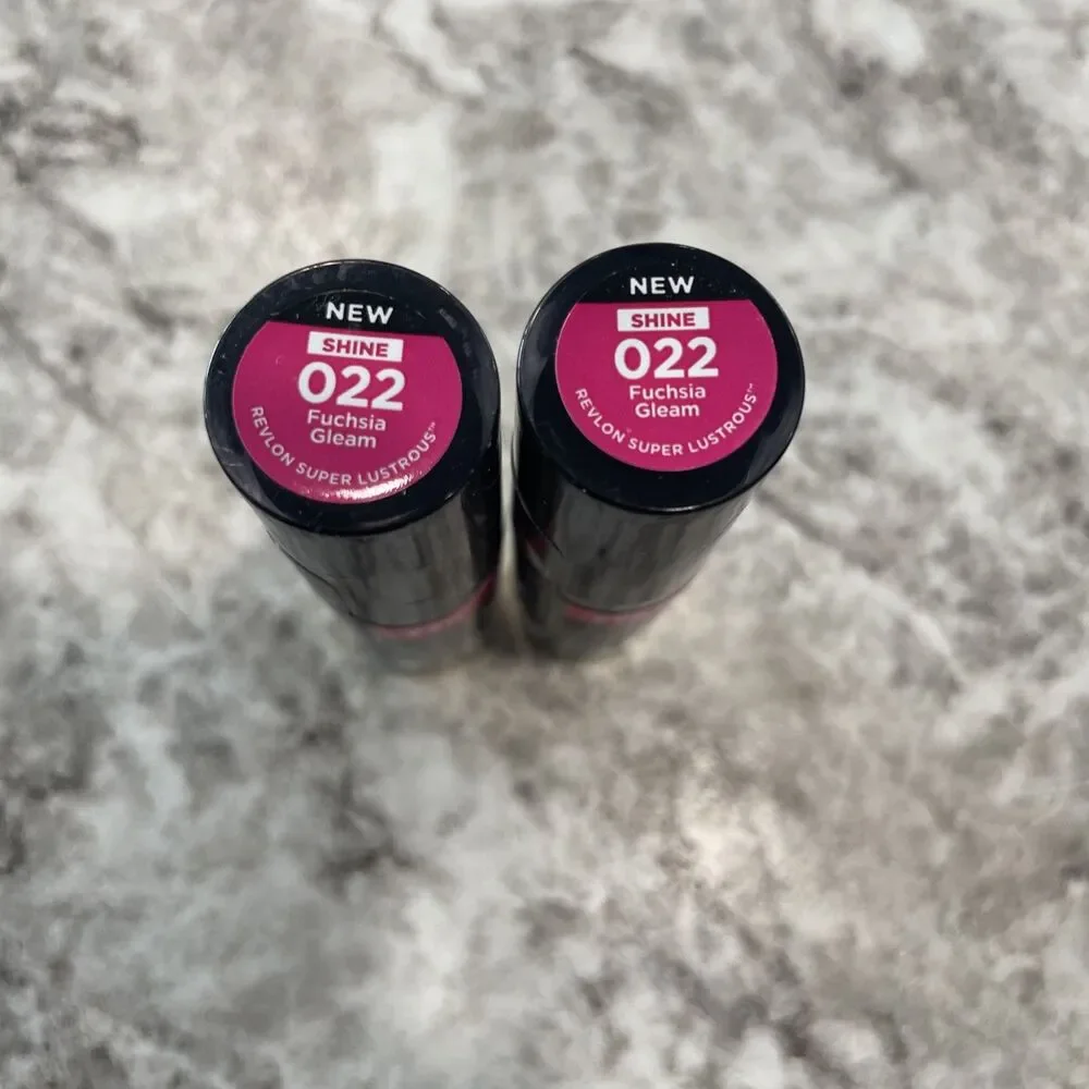 TWO Revlon Super Lustrous Shine Lipstick 022 Fuchsia Gleam Lot of 2 New Sealed